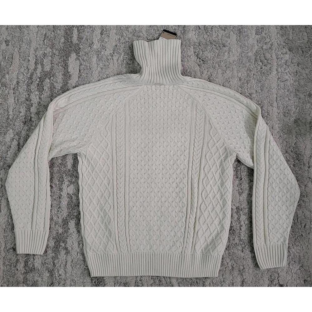 Nike Life Cable Knit Turtleneck Sweater Light Bone FB7770-072 Men's Size S